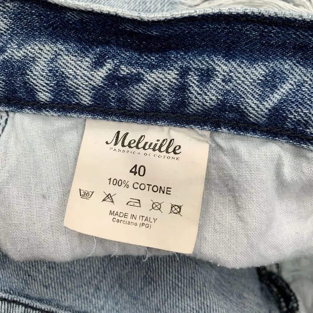 Melville Denim Short Women 40 US 4 Button Fly Distressed Cut Off Acid Made Italy